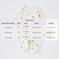 thumbnail image 3 of YHAJDS Newborn Baby Romper Long Sleeve Solid Color Wrap Tie Side Snap Bodysuit, 3 of 7
