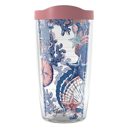 

Tervis Fiesta Coral Connection Made in USA Double Walled Insulated Tumbler Travel Cup Keeps Drinks Cold & Hot 16oz Coral
