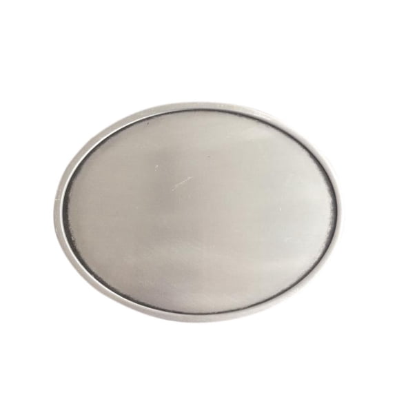 Antique Brushed Silver Plated Oval Blank Custom Belt Buckle