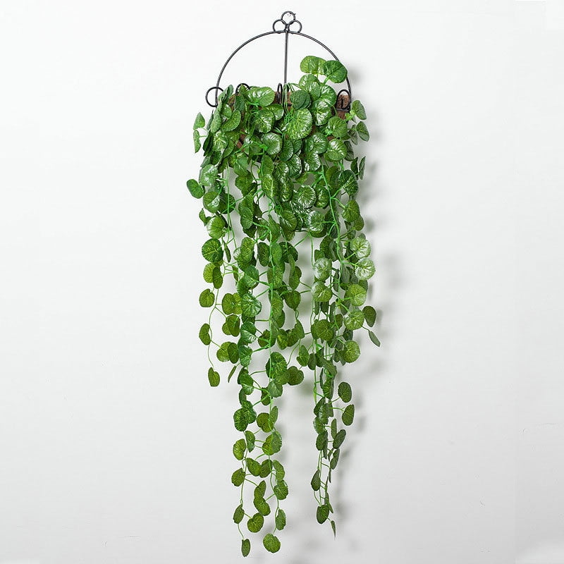 Journey Metal Wall Mounted Planter Basket with Artificial Leaves