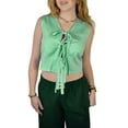 thumbnail image 1 of Gupgi Tie Front Tops for Women Striped Tank Top Sleeveless Ruffle Vest Summer Solid Color Crop Top, 1 of 7