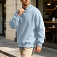 thumbnail image 6 of Mens Fleece Crewneck Sweatshirt Cotton Pullover Sweater Athletic Workout Casual Oversized Warm Shirts Light Blue 3XL, 6 of 7