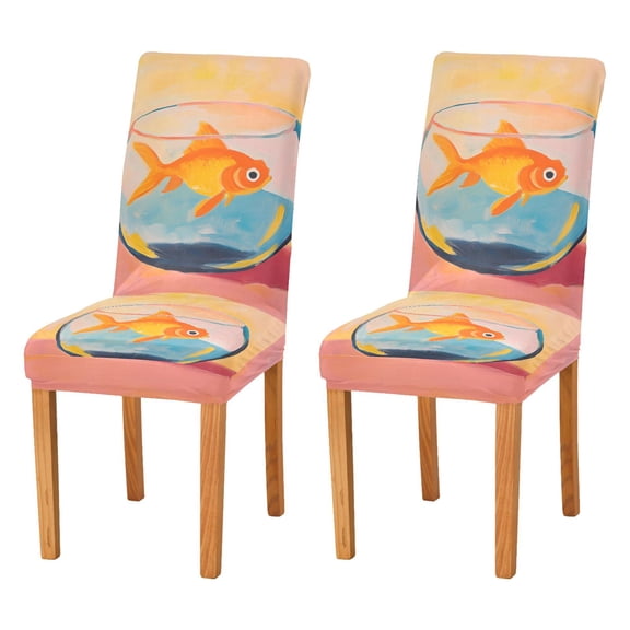 Yayeee 2 Pack Dining Chair Covers Stretch Parson Chairs Slipcovers Seat Protector, Goldfish