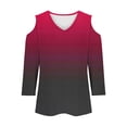 thumbnail image 6 of Womens Tops 3/4 Length Sleeve Tops Neck Casual Print Tunic T Shirts Three Quarter Length Tops Blouses For Women, 6 of 7