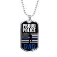 thumbnail image 1 of Proud Police Police Dad Dog Tag Stainless Steel or 18k Gold 24" Chain Dad, 1 of 8