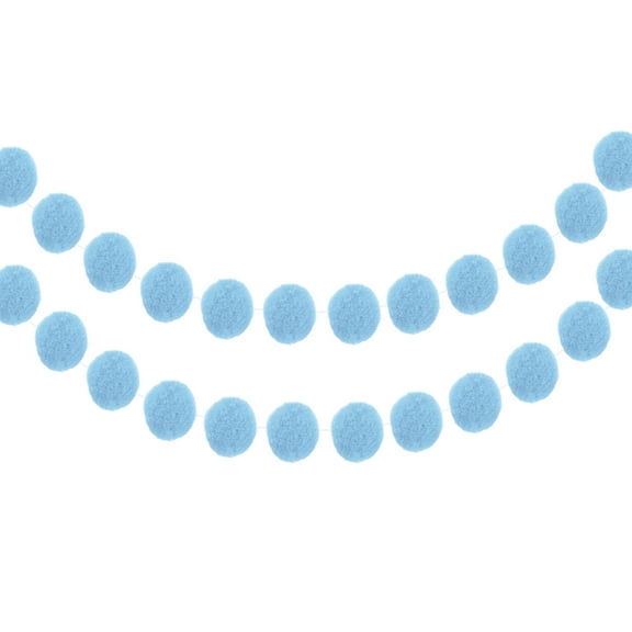 2Pcs Felt Ball Garland Light Blue Garland Handing Balls 6.6Feet Long 30 Balls Party Banner Decor