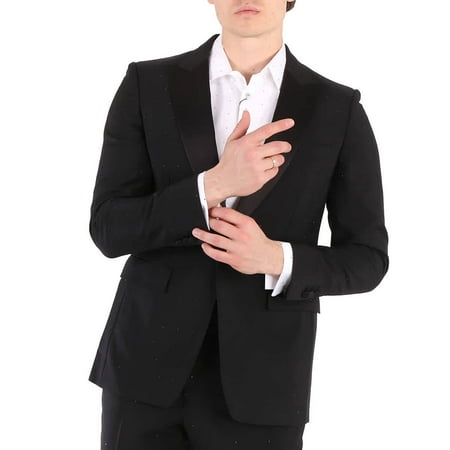 Burberry Men's Black English-fit Rhinestone Mohair And Wool Tailored Jacket, Brand Size 44R (US Size 34R)