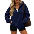 thumbnail image 2 of Qwertyu Quarter Zip Sweatshirt Women Half Zipper Workout Oversized Hoodies with Pocket Lightweight Y2K Pullover 2026 Clothes Navy S, 2 of 4