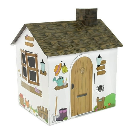 Playhouse Windows And Doors - Incredible Full Color Farmhouse Themed Dollhouse Play House With Functioning Door, Window and Roof Hatch