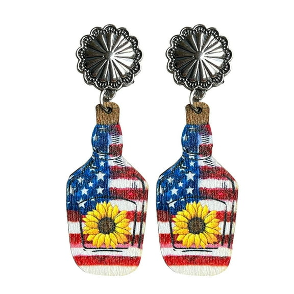 BNNG Earrings American Independence Day Fourth Of July Festival Jewelry Western Cowboy Boots Cowheads Earrings