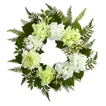 Nearly Natural 24in. Hydrangea Berry Wreath, White