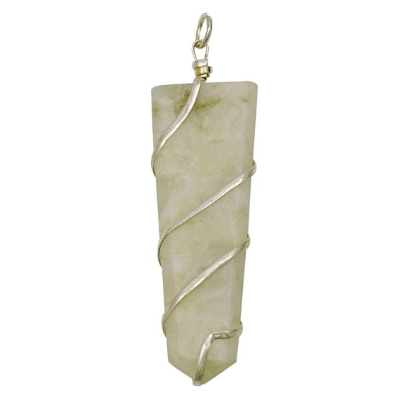 Harmonize Wire Wrapped Moon Stone Flat Pendant Reiki Healing Crystal Dowsing Spiritual