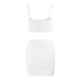 thumbnail image 4 of DHFJKG Skirt Sets For Women Summer 2 Piece Outfits Spaghetti Strap Camisole Crop Top High Rise Ruched Mini Skirts Going Out Holiday Outfit, 4 of 5