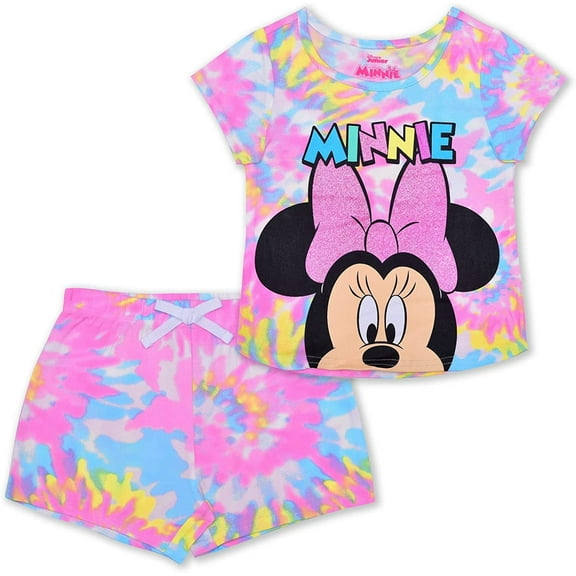 Disney Minnie Mouse Girls 2 Piece Set; Tie Dye T-Shirt and Shorts Set for Infants and Toddlers