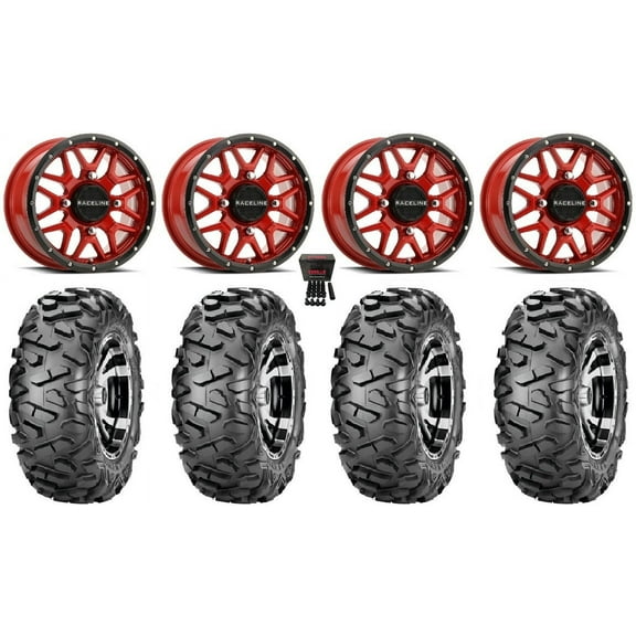 Raceline Krank 14" Red Wheels 30" BigHorn Tires Polaris RZR XP 1000 / PRO XP / Ranger XP 900/1000
