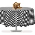 thumbnail image 6 of Black Checkered Gingham 12 Pack Premium Disposable Plastic Tablecloth 84" Inch Round Checkered Racing&nbsp; Flag Table Cover By Grandipity, 6 of 7