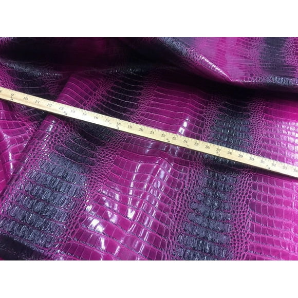 Big Nile Crocodile Leather Vinyl Fabric Embossed Upholstery Alligator by Yard Purple Black