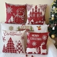 thumbnail image 1 of Housse De Coussin CHAO Lot De 4 En Coton Et Lin Dcoratif 45 X 45 Cm (bonhomme De Neige Nol), 1 of 5