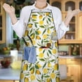 thumbnail image 5 of Yellow Lemon Fruit Flowers White Pattern Apron-Garden Aprons for Women with Pockets-Cotton Linen Waterproof Kitchen Cooking Gardening Aprons Adjustable for Kitchen,Cooking,BBQ and Salon 33x27 Inch, 5 of 5