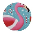 thumbnail image 2 of PIKWEEK Fun Pink Flamingo Christmas Snowflake Elastic Fitted Edged Round Tablecloth Fade Resistant Anti-Shrink Soft Table Cloth Washable Table Cover for Banquet Home Indoor or Outdoor White, 2 of 7