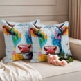 thumbnail image 2 of Vintage Cow Outdoor Waterproof Pillow Covers, Country Oil Abstract Painting Wooden Grain Decorative Square Throw Pillowcase Sofa Cushion Sham for Patio/Couch/Chair, 26"x26" 2 Pack, 2 of 8