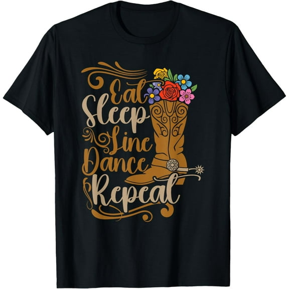 Western Line Dance Eat Sleep Line Dancing Repeat T-Shirt