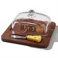 thumbnail image 1 of Elegante Mantequera de Estilo Nórdico con Tapa, Bandeja de Madera y Cubierta de Vidrio - Accesorio de Cocina Elegante con Cortador de Mantequilla B, 1 of 5