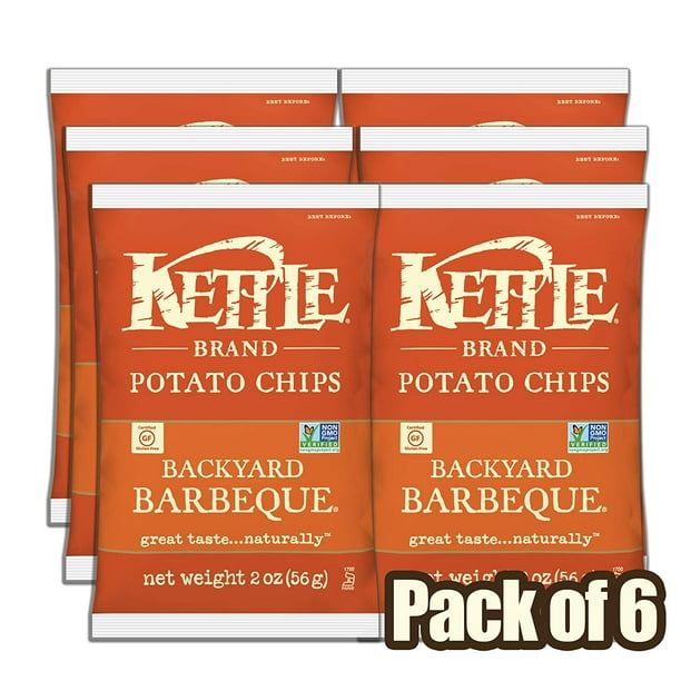 Kettle Brand Potato Chips, Backyard Barbeque, 2 Ounce (Pack of 6