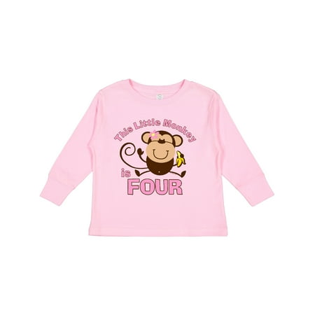 

Inktastic Little Monkey Girl 4th Birthday Gift Toddler Toddler Girl Long Sleeve T-Shirt