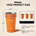 thumbnail image 3 of Sidagar 12 oz Stainless Steel Cups Metal Shatterproof Stackable Pint Drinking Glasses, 3 Pack Orange, 3 of 7
