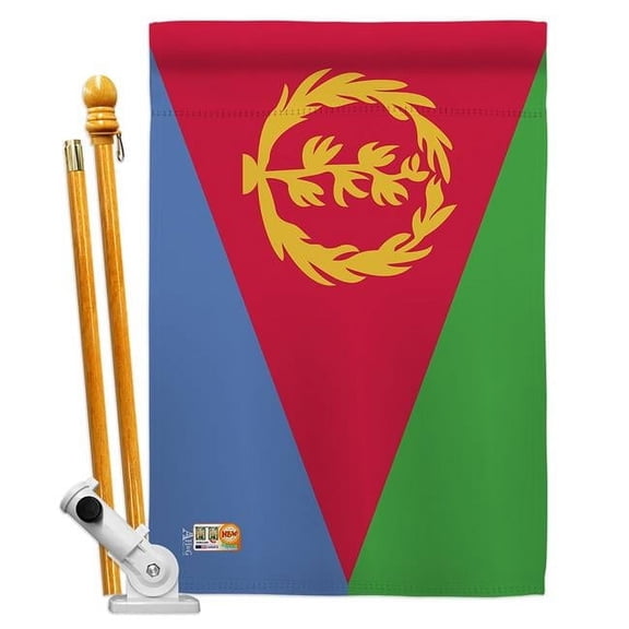 Americana Home & Garden AA-CY-HS-140078-IP-BO-D-US18-AG 28 x 40 in. Eritrea Flags of the World Nationality Impressions Decorative Vertical Double Sided House Flag Set & Pole Bracket Hardware Flag Set