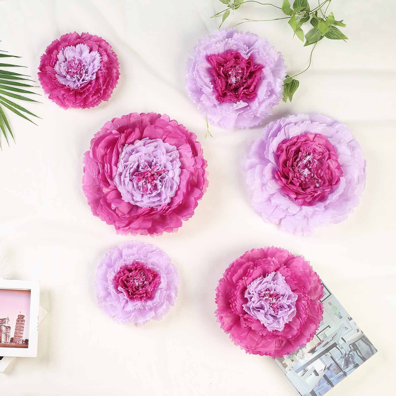 Efavormart 6 Multi Size Pack | Carnation Lavender 3D Wall Flowers Giant ...