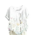 thumbnail image 4 of Weiqiqre Vêtements pour Femmes Col Rond Manches Courtes Tunique à Boutons T-shirt Blouse, 4 of 4