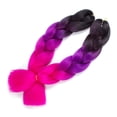 thumbnail image 2 of Trenzado de cabello sintético Ombre pelo Kanekalon trenzado de fibra de alta temperatura Crochet Twist Trenzas (24, 3 piezas negro+púrpura+magenta), 2 of 5