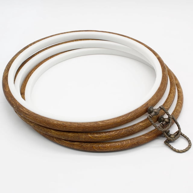 Aros de bordado redondos Auvotuis de madera imitada, 23 cm, 3 unidades