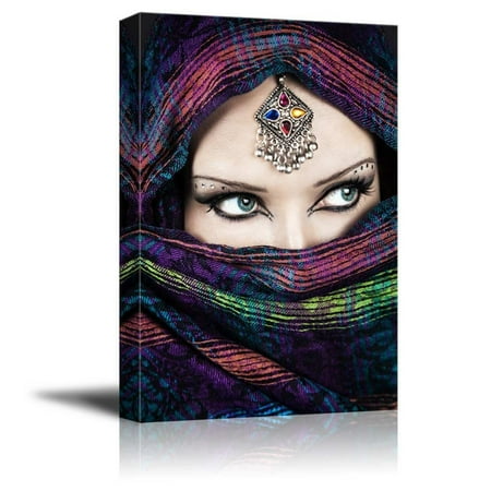 Arabic Print Wall26 - Canvas Prints Wall Art - Arabic Woman with Beautiful Eyes | Modern Wall Decor/ Home Decoration Stretched Gallery Canvas Wrap Giclee Print. Ready to Hang - 12