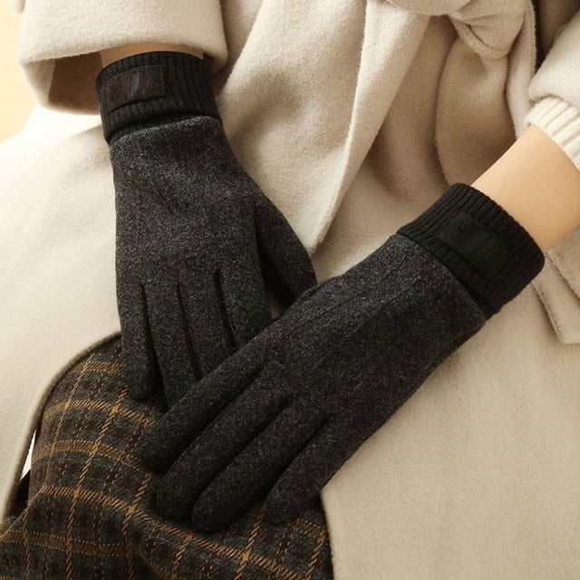 Uklsqma Faux Cashmere Winter Cycling Gloves for Men and Women | Soft Double-Sided Warmth | Touchscreen Compatible Fingertips | Rib-Knit Cuffs for Cold Protection | Comfortable Lined Gloves Fo