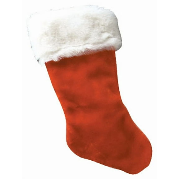 STAR- 12" Plush Red Christmas Stocking With White Fur Trim