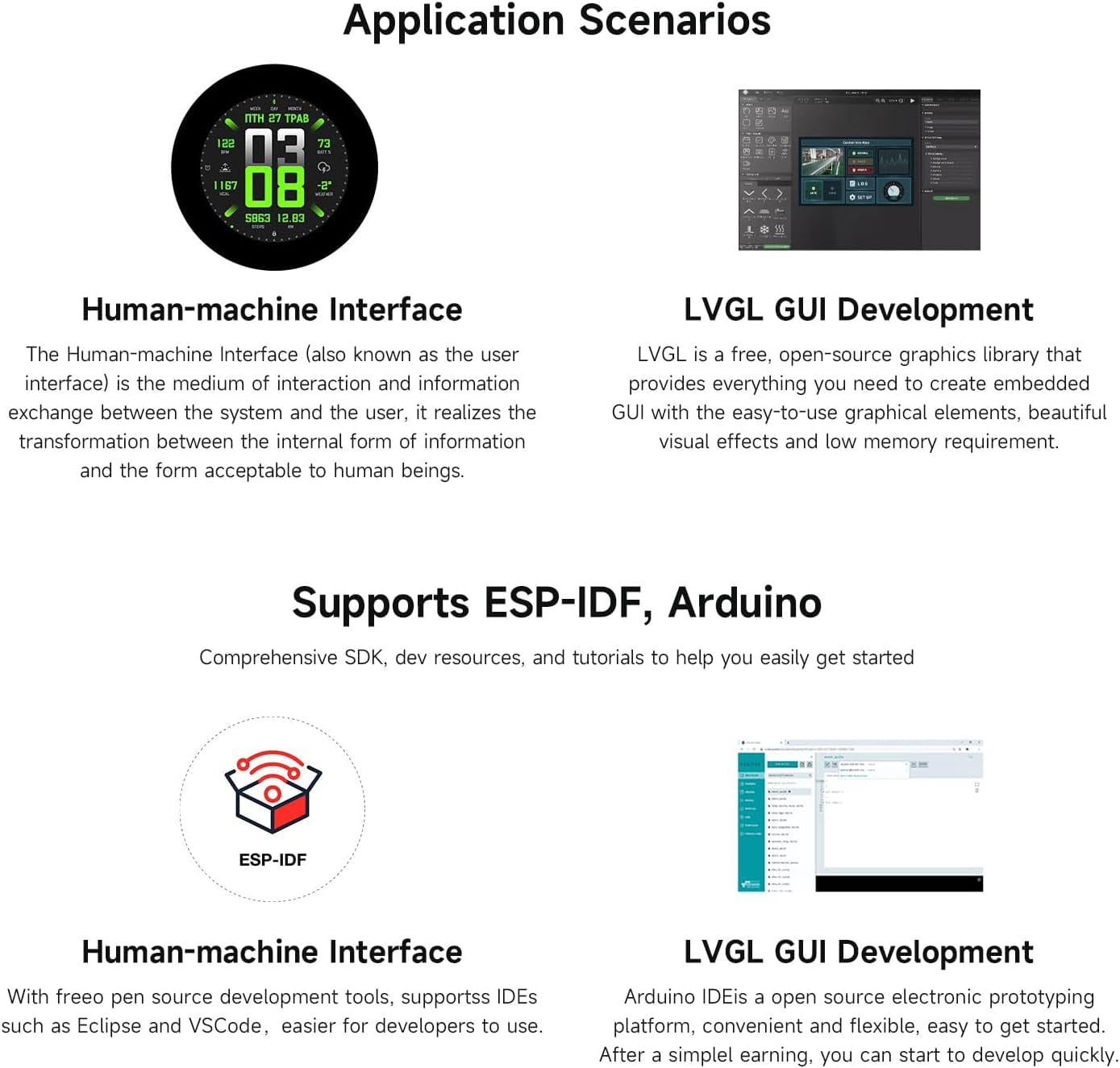ESP32-S3 2.1inch Round Touch Screen with 32-bit LX7 Dual Core Processor, 480 × 480 Resolution, 262K Color, Support Wi-Fi & BLE 5