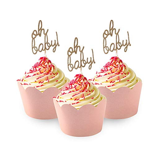 Baby Shower Cupcake Toppers and Wrapper 48 Piece Set Oh Baby Cupcake