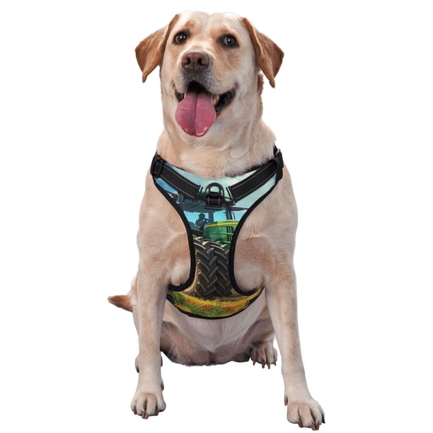 Balery Green Tractor Field Arnés para Perros Grandes Antitirones, Arnés con Correa para Gato, Arnés Tipo Chaleco para Perros Pequeños-Large