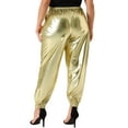 thumbnail image 3 of Pantalones jogger de mujer plus size Agnes Orinda, metálicos, brillantes, de cintura alta, elásticos, pantalones holográficos, sudadera 3X dorado, 3 of 6