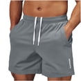 thumbnail image 2 of Yertdoel Mens Shorts Letter Print Elastic Waist Drawstring Shorts with Pockets Soft Comfortable Loose Breathable Outdoor Workout Running Summer Casual Shorts, 2 of 5