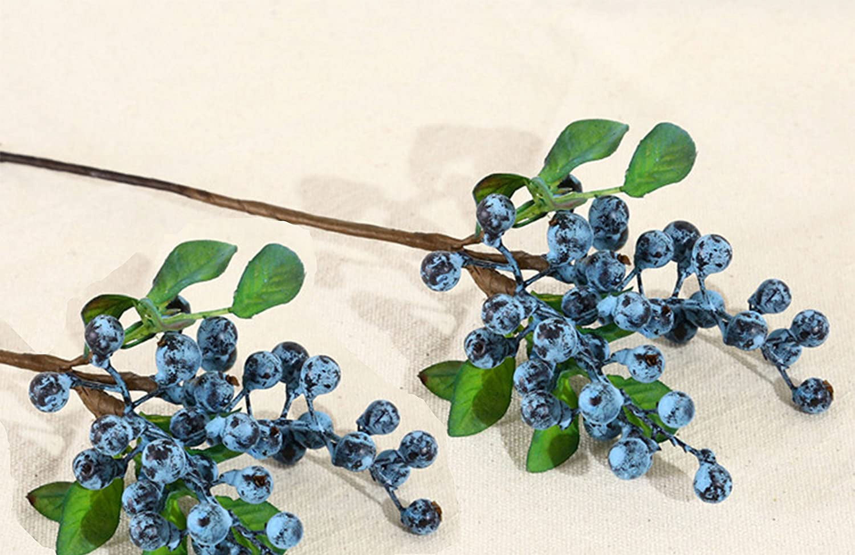 Pack Artificial Flowers California Faux Blueberries Artificial Stems for Decorating Blueberry Picks Fruit Fake Silk Flowers Home Decorative Party Wedding (Blue)