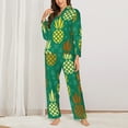 thumbnail image 2 of Honeii Pineapples1 print Women's Pajama Sets Long Sleeve Button Down Sleepwear Nightwear Soft Pjs Lounge Sets-Small, 2 of 7