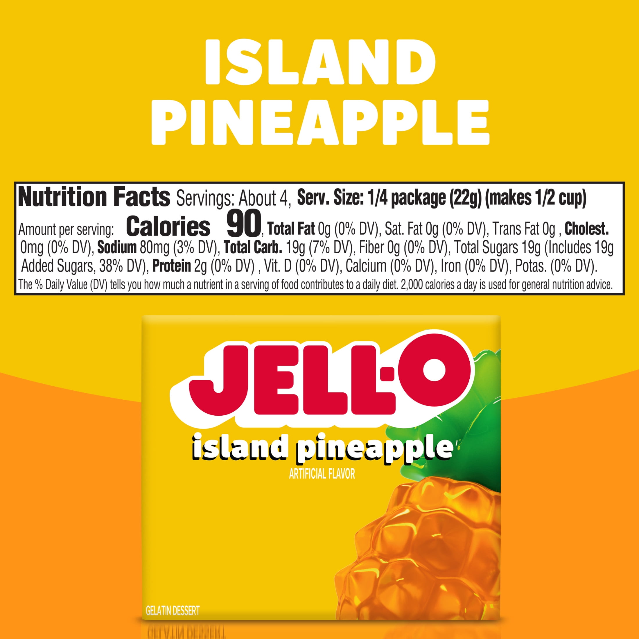 Jell-O Island Pineapple Gelatin Dessert Mix, 3 oz Box