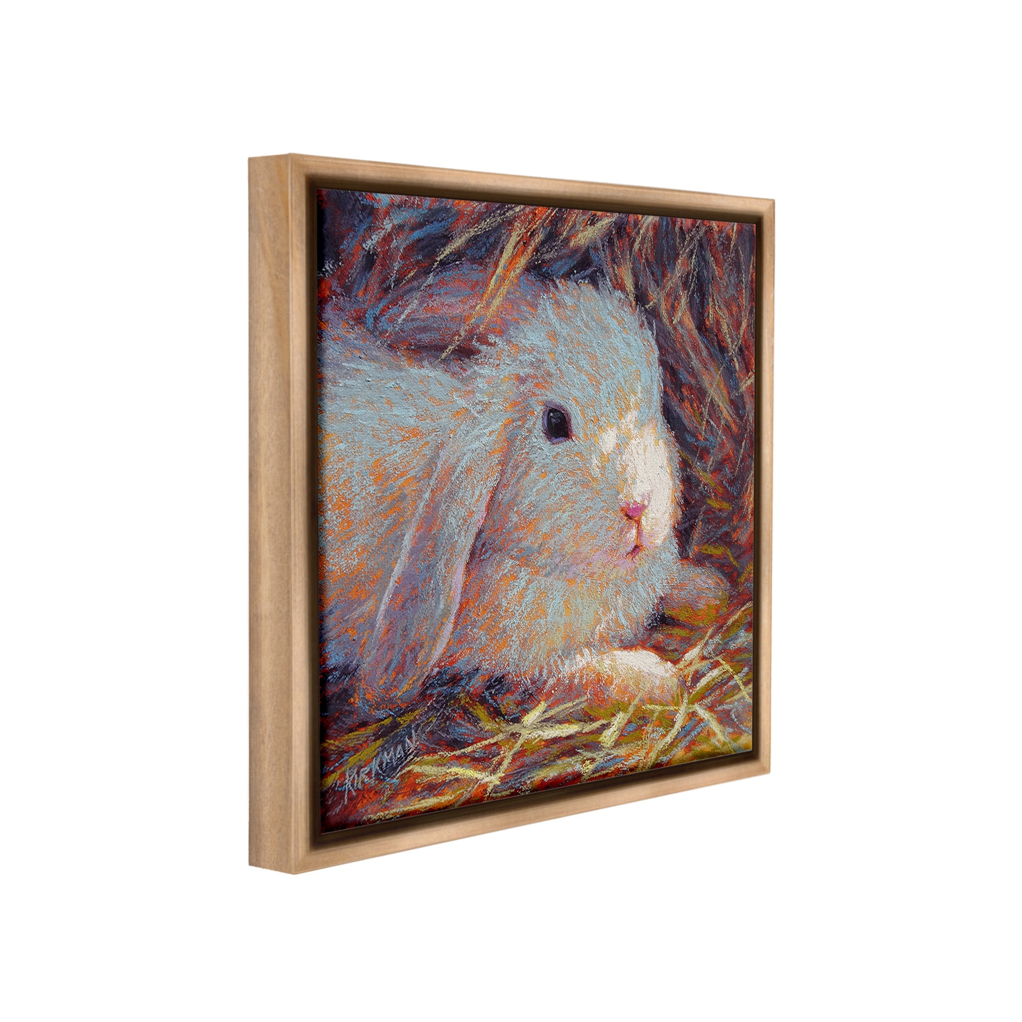 Stupell Industries Impressionist Rabbit Painting Animals & Insects Painting Brown Floater Framed Canvas Art Print Wall Art, 25 x 25