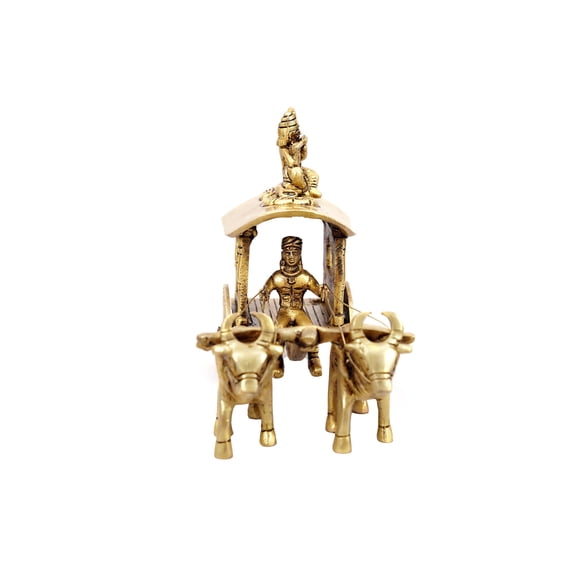 Arjun Mahabharat Rath Brass Statue for Home Decor, Puja, Mandir, Gifts, Showpiece by Pooja Bazar 4.5 X 7 X 7 In
