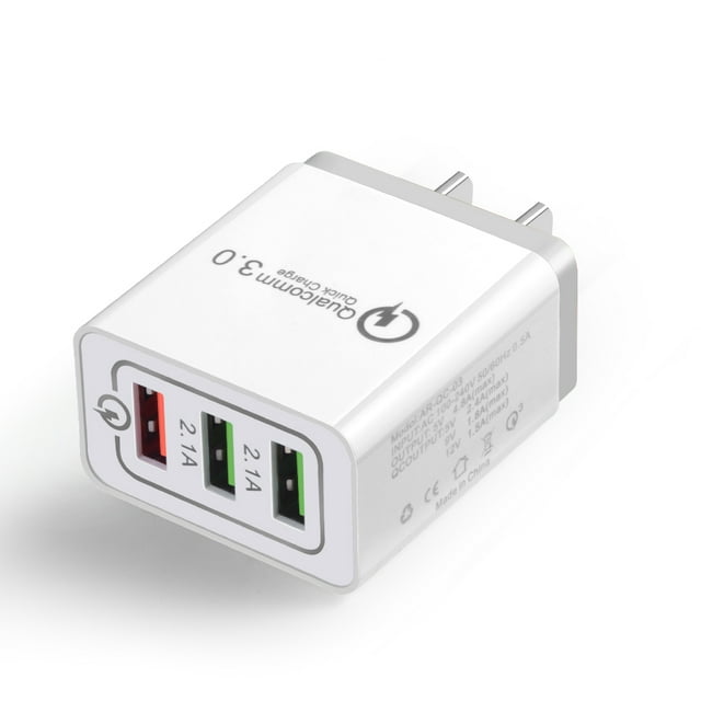 Adaptateur de Charge Rapide USB 3.0 à 3 Ports - 100-240V Tension Universelle, Matériau PC, Compact et Léger (57g) pour Appareils iOS/Android - Utilisation Voyage/maison, Option Couleur Blanche