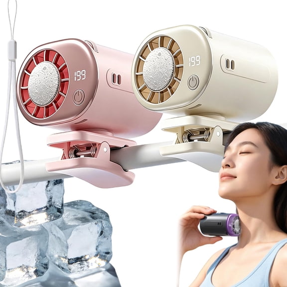 2026 Car Clip on Air Conditioner Fan with LED Display - 360° Rotation, 199 Speeds Adjustable, USB Rechargeable Personal Cooling Fan, 16 Semi-Cooling Wide Clamp Detachable
